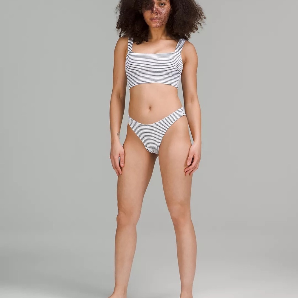 Smocked Mid-Rise Skimpy-Fit Swim Bottom